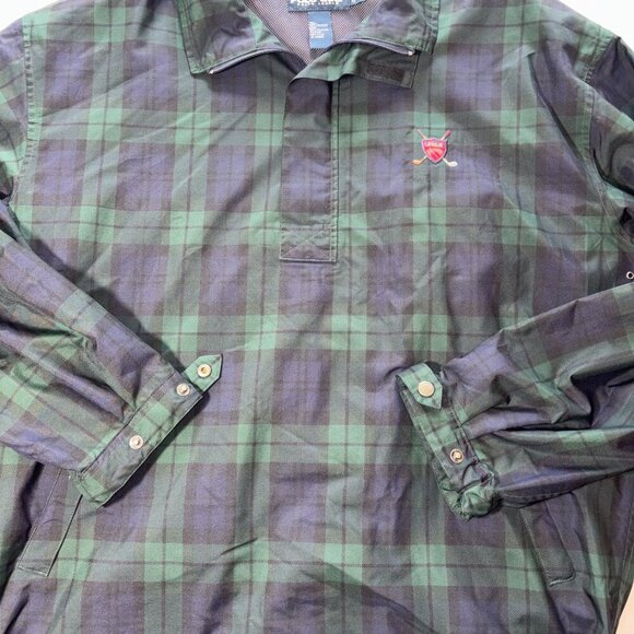 Vintage Polo Golf Ralph Lauren Qtr. Zip Plaid Windbreaker Golf Jacket Navy Green - Picture 2 of 15